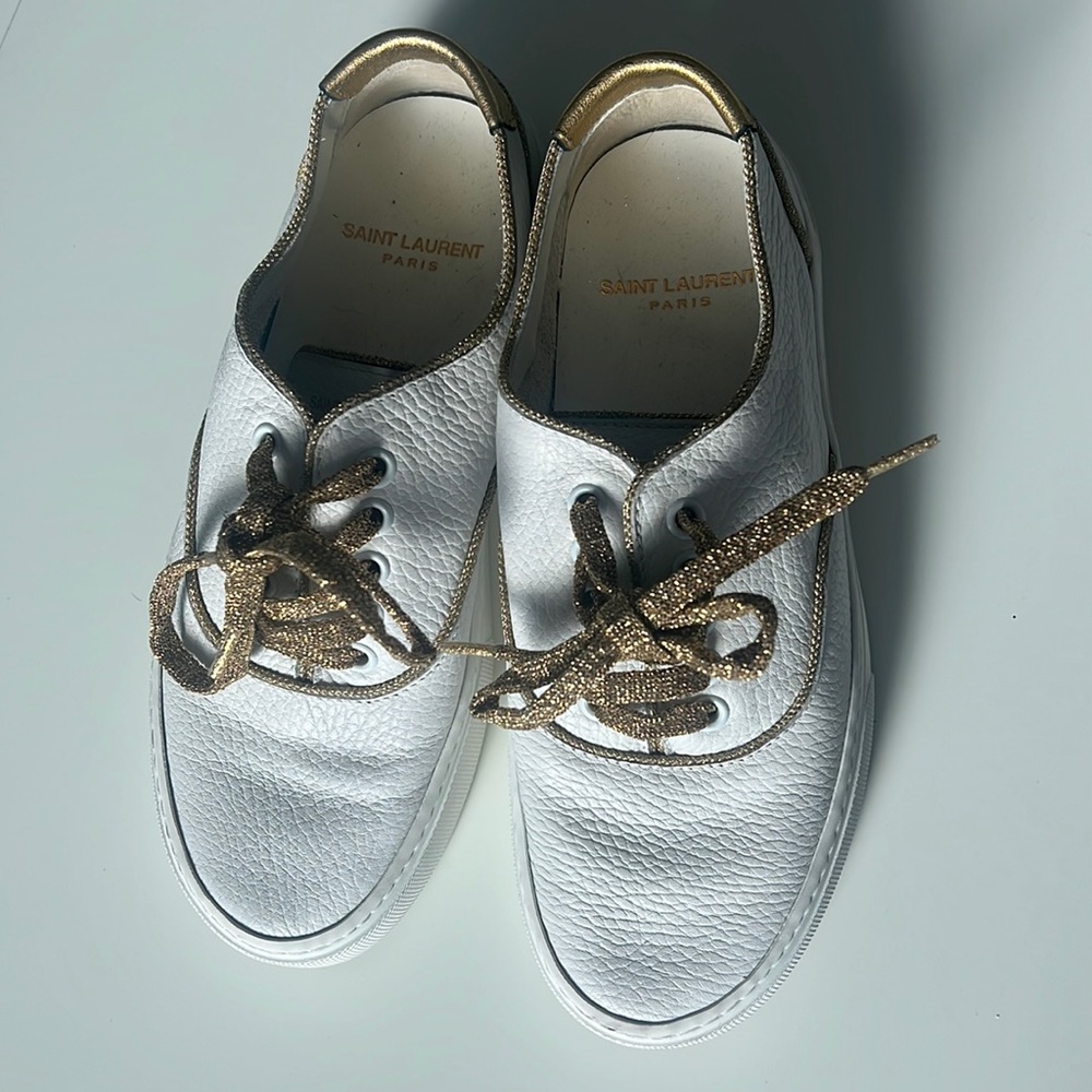 YSL WOMENS Venus low top leather white sneakers size 5.5